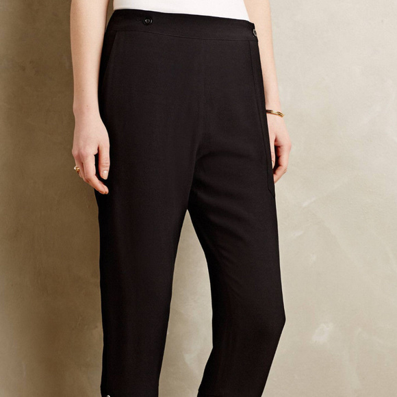 Anthropologie Clovis Crops Classic Black Summer Pants By Vanessa Bruno Athe sz 6 - Picture 2 of 6